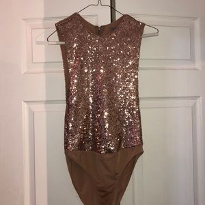Rose Gold sparkled body suit